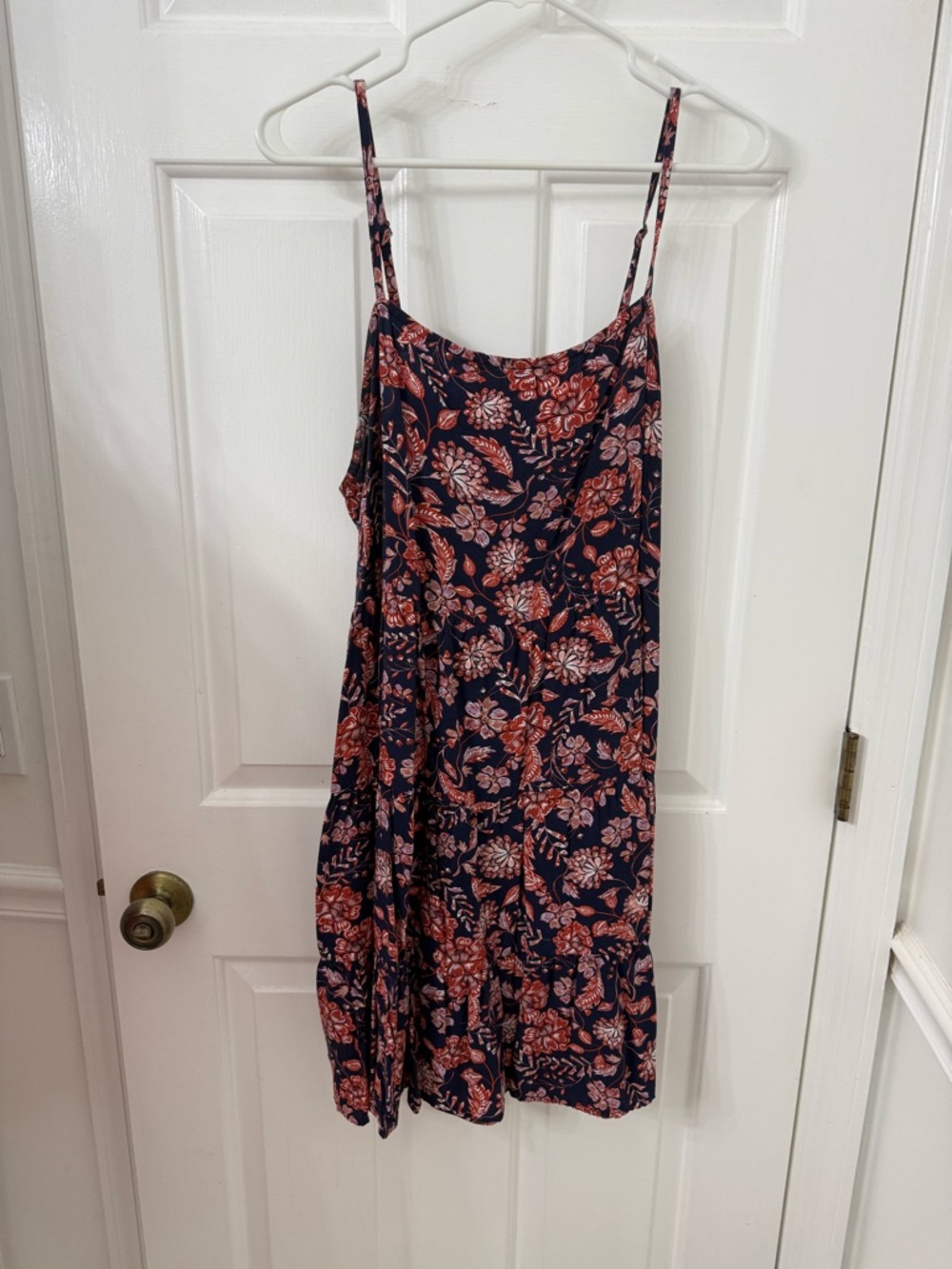 Old Navy Navy and Coral Floral Spaghetti-Strap Mini Dress